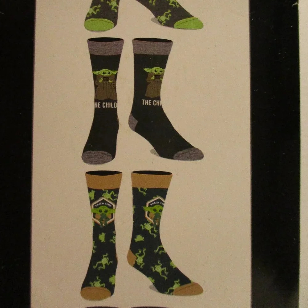 Star Wars Socks Mandalorian The Child Woman Size 8-12 Green Blue Black Set Of 6